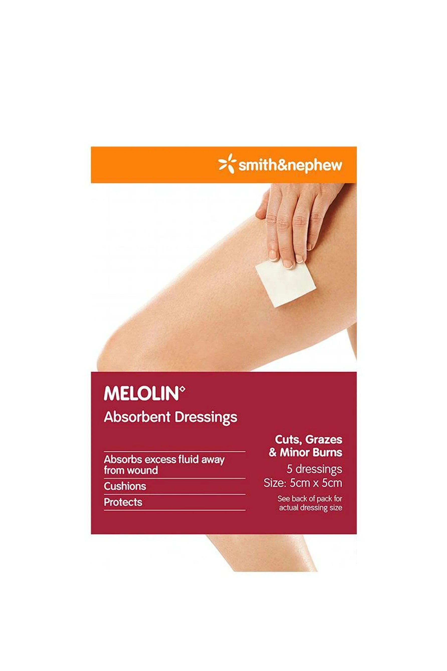 SMITH & NEPHEW MELOLIN Absorbent Dressing 5x5cm 5 Pack