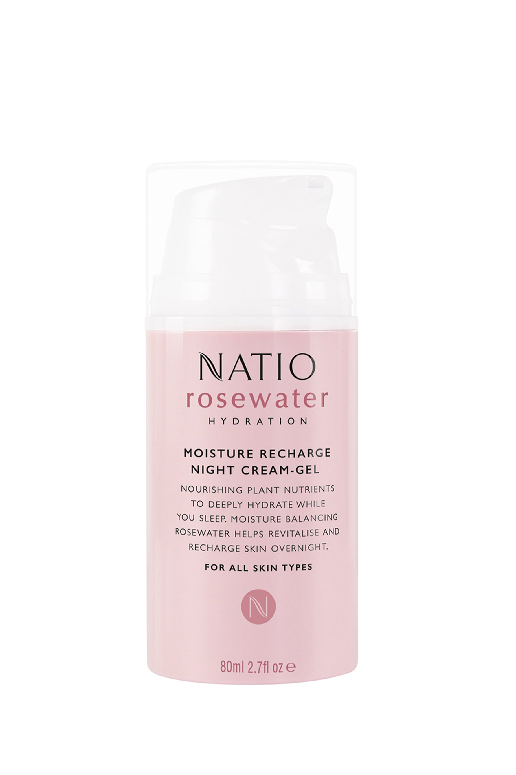 NATIO Rosewater Hydration Moisture Recharge Night Cream-Gel 80ml