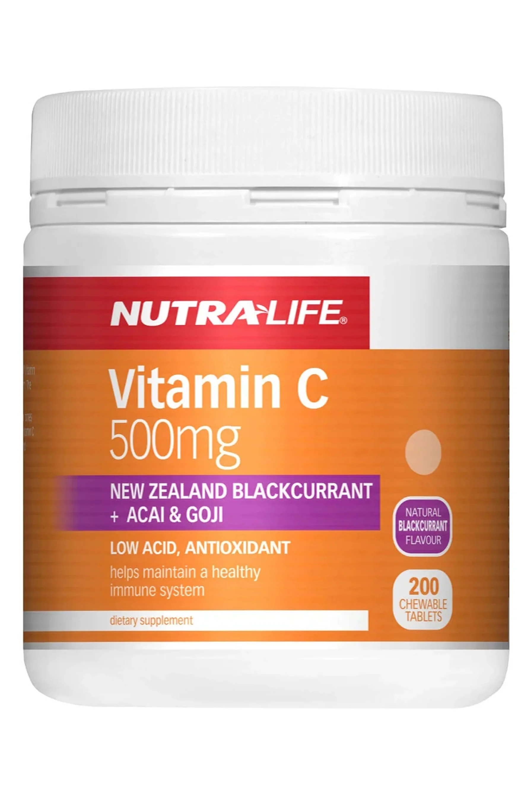 NUTRALIFE Vitamin C 500mg Blackcurrant + Acai&Goji 200Tabs