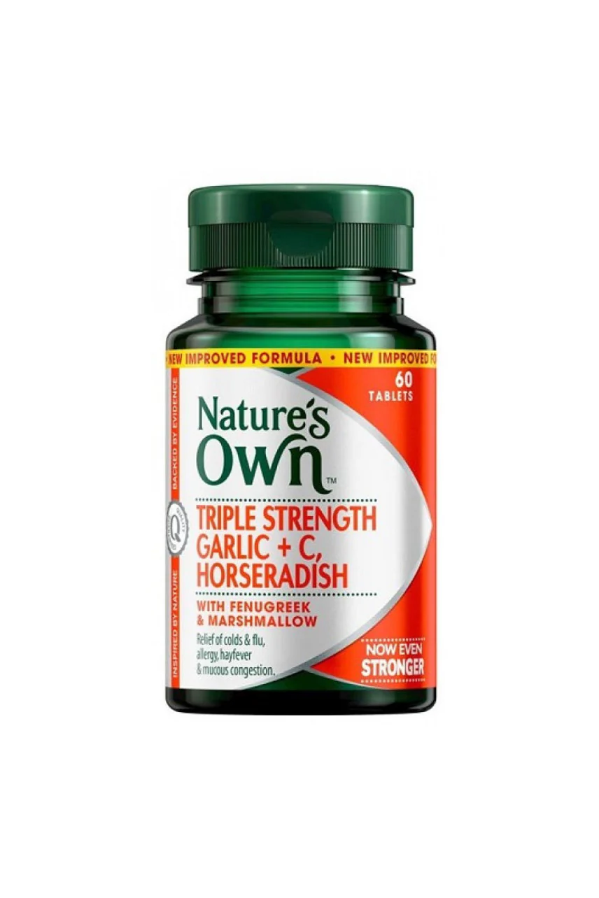 NATURE'S OWN Triple Strength Garlic + C, Horseradish 60 Tabs