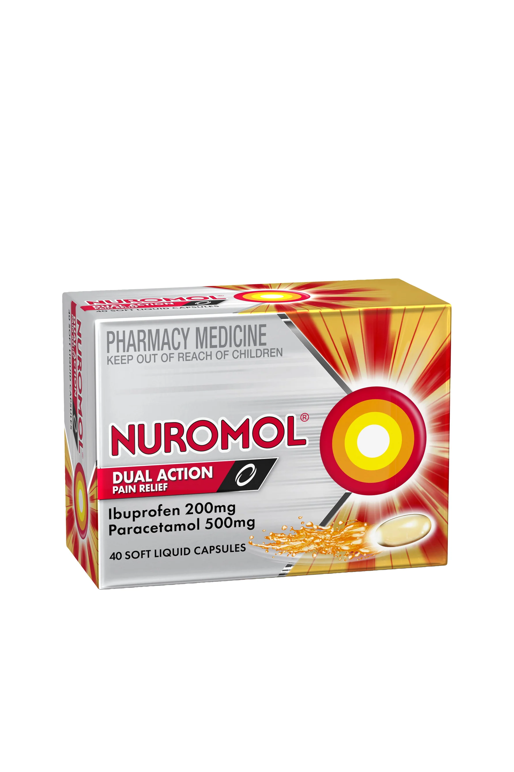 NUROMOL Dual Action Liquid Caps 40s