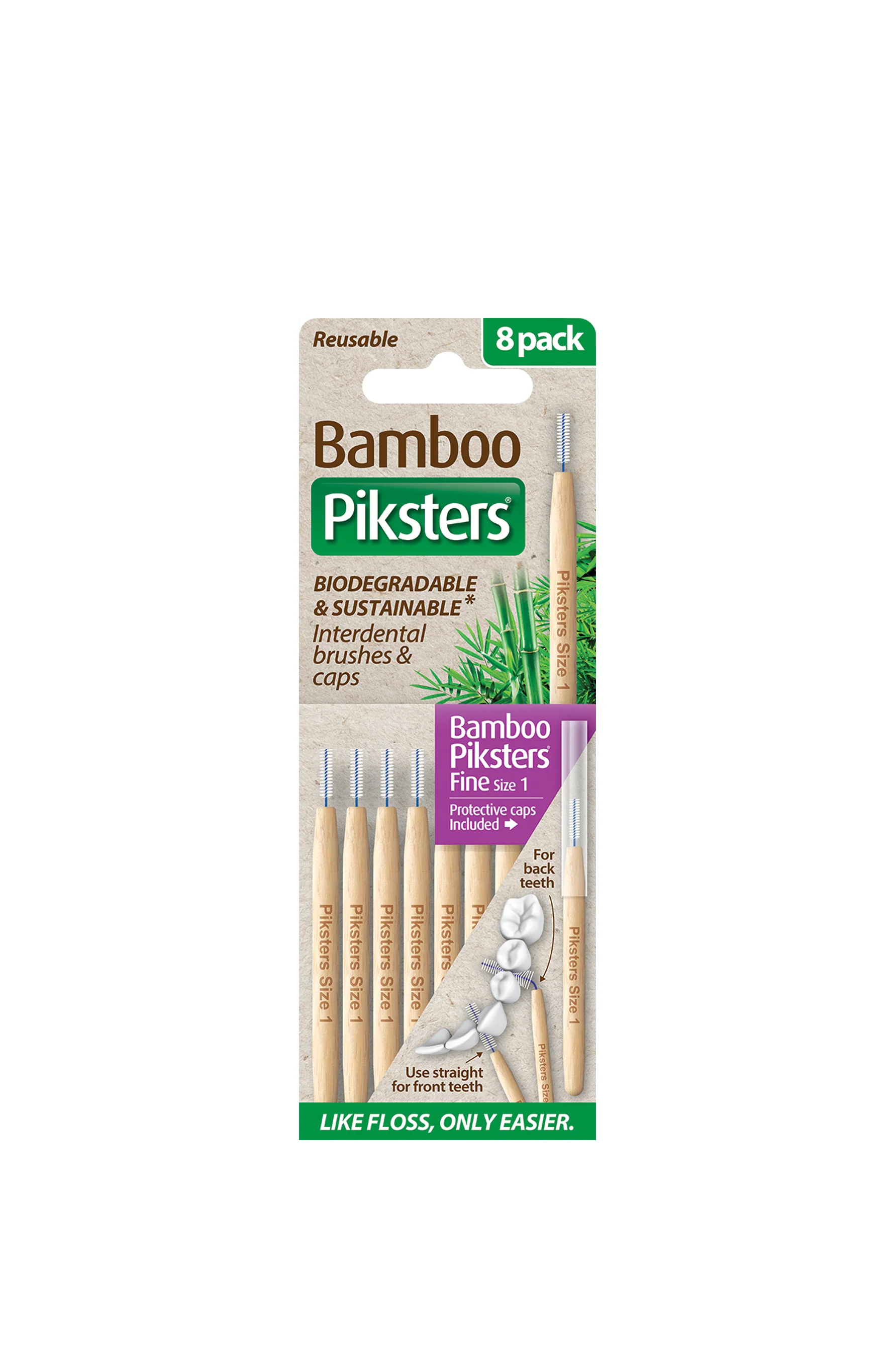PIKSTERS Bamboo Purple Size 1 - 8 Pack