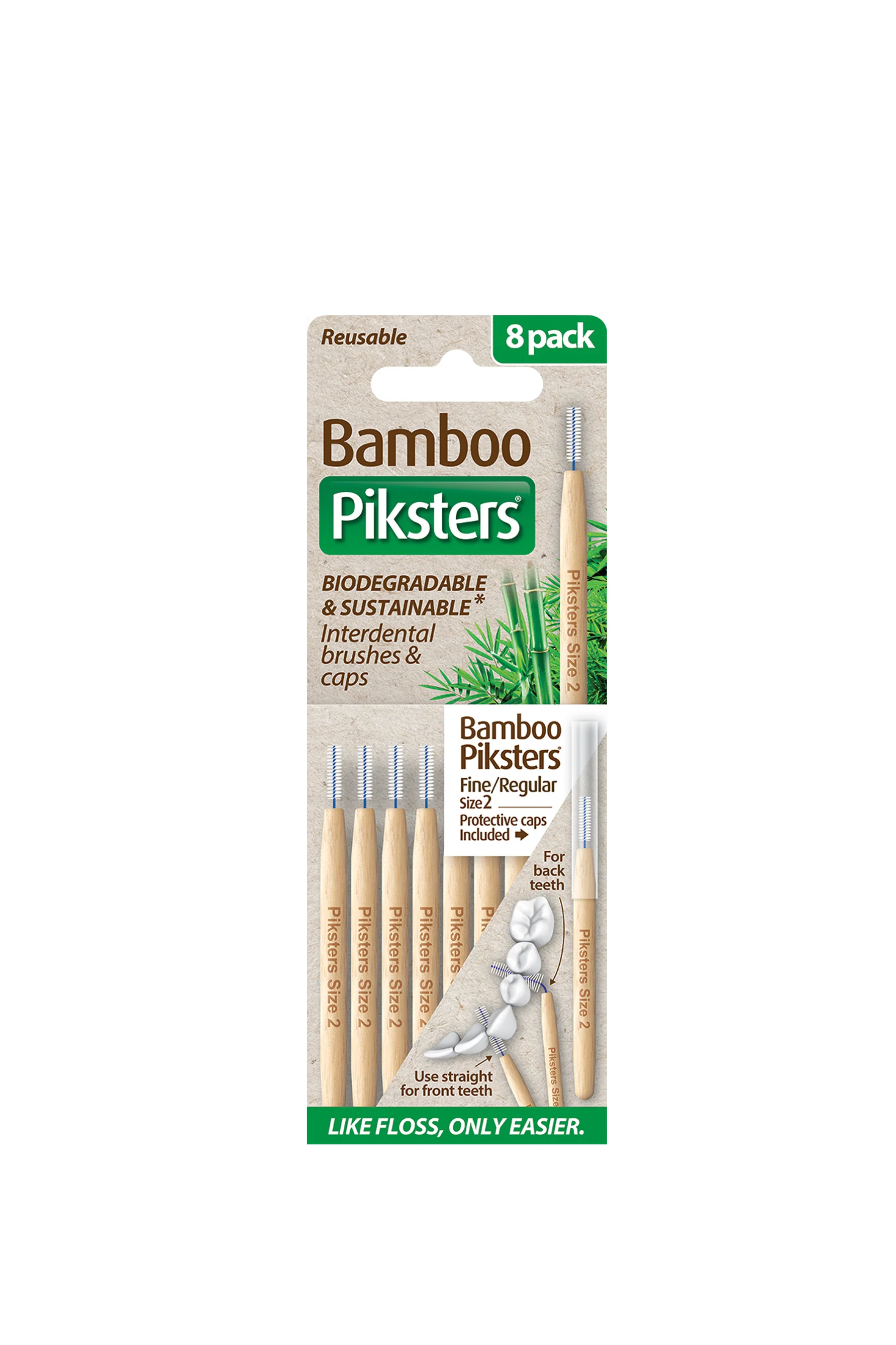 PIKSTERS Bamboo Silver Size 0 - 8 Pack