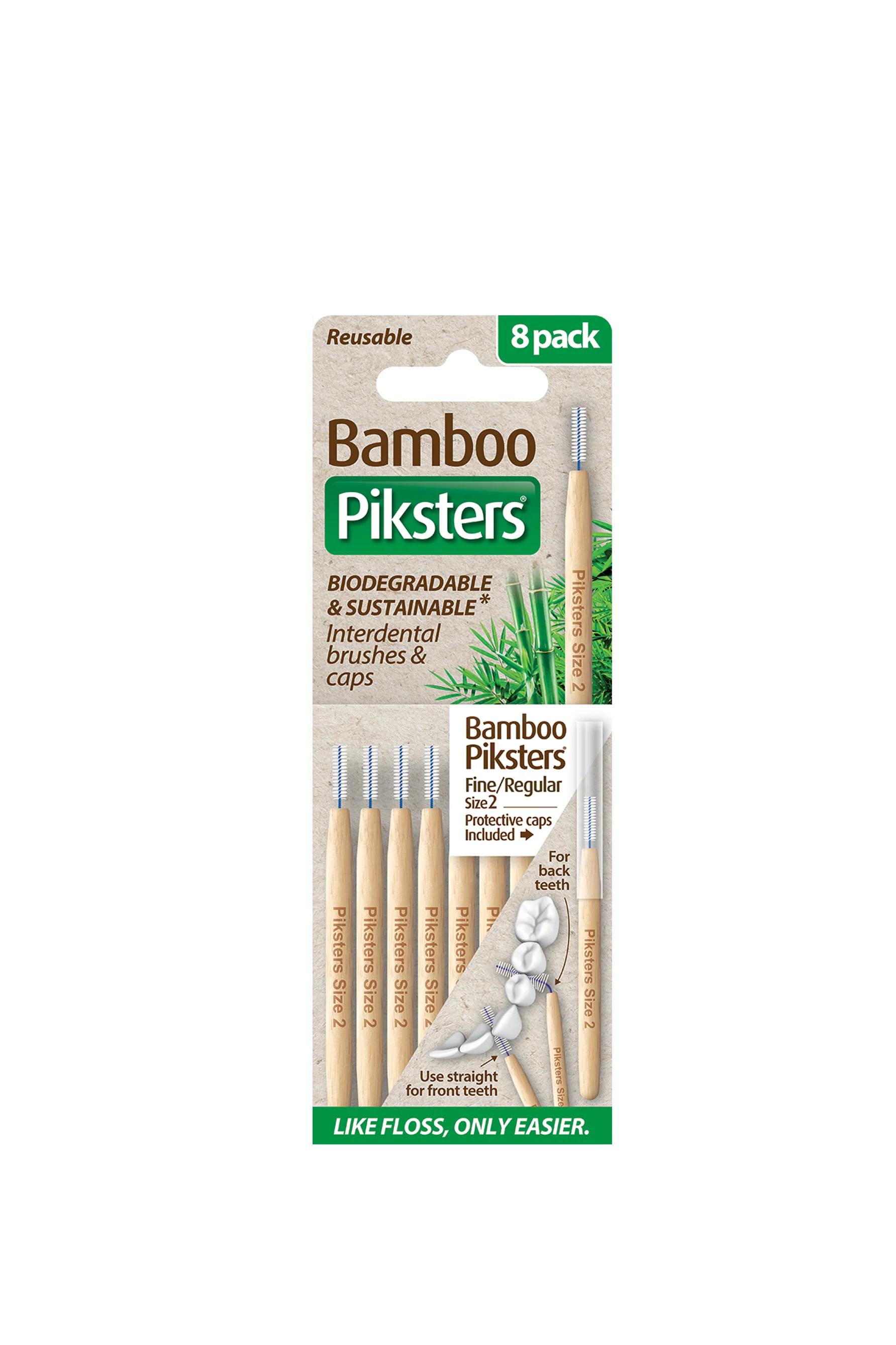 PIKSTERS Bamboo White size 2 - 8 Pack