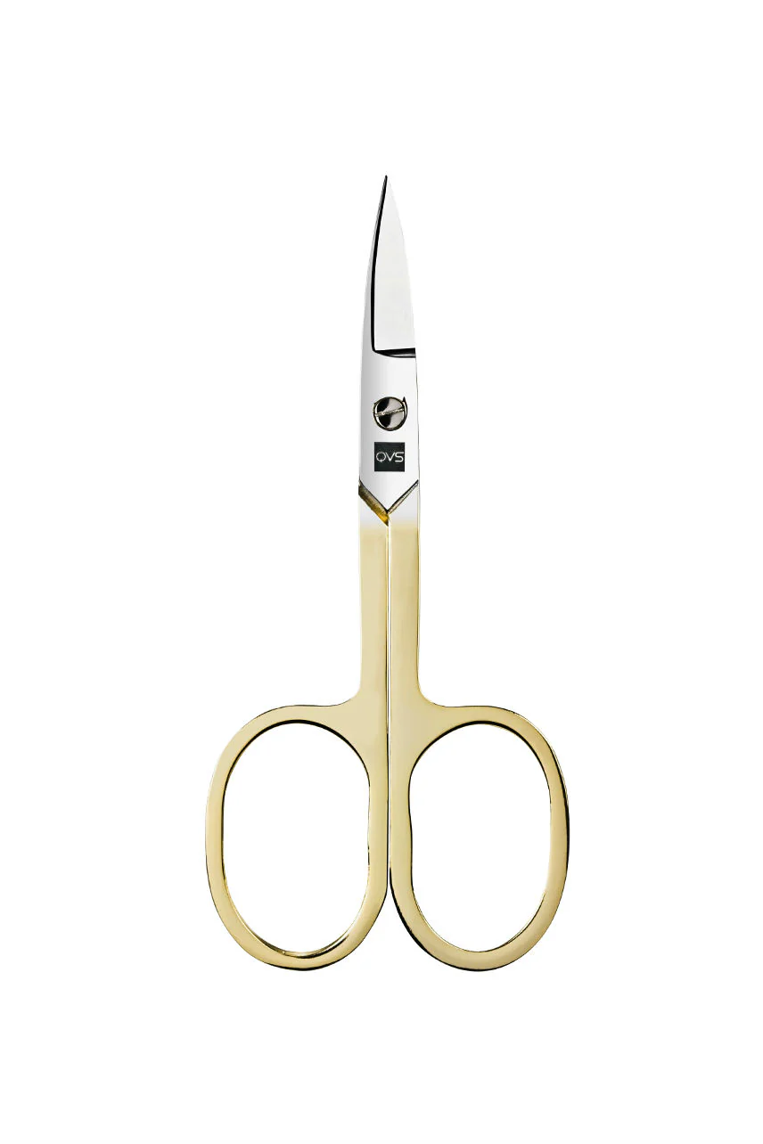 QVS 10-1264 Curved Nail Scissors Gold Plated