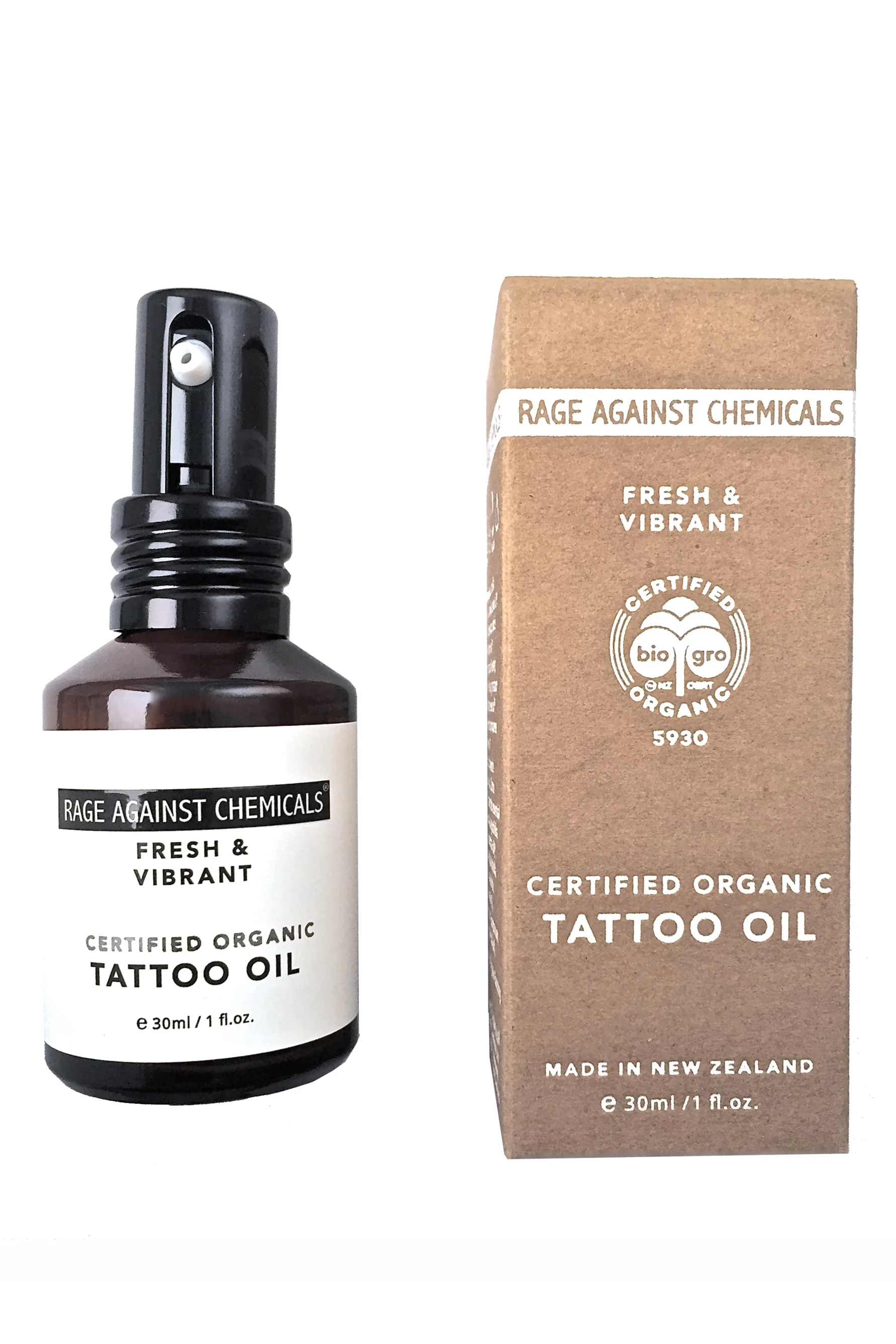 RAGE AGAINST CHEMICALS Tattoo Oil for Women - Certified Organic - Fresh & Vibrant 30ml