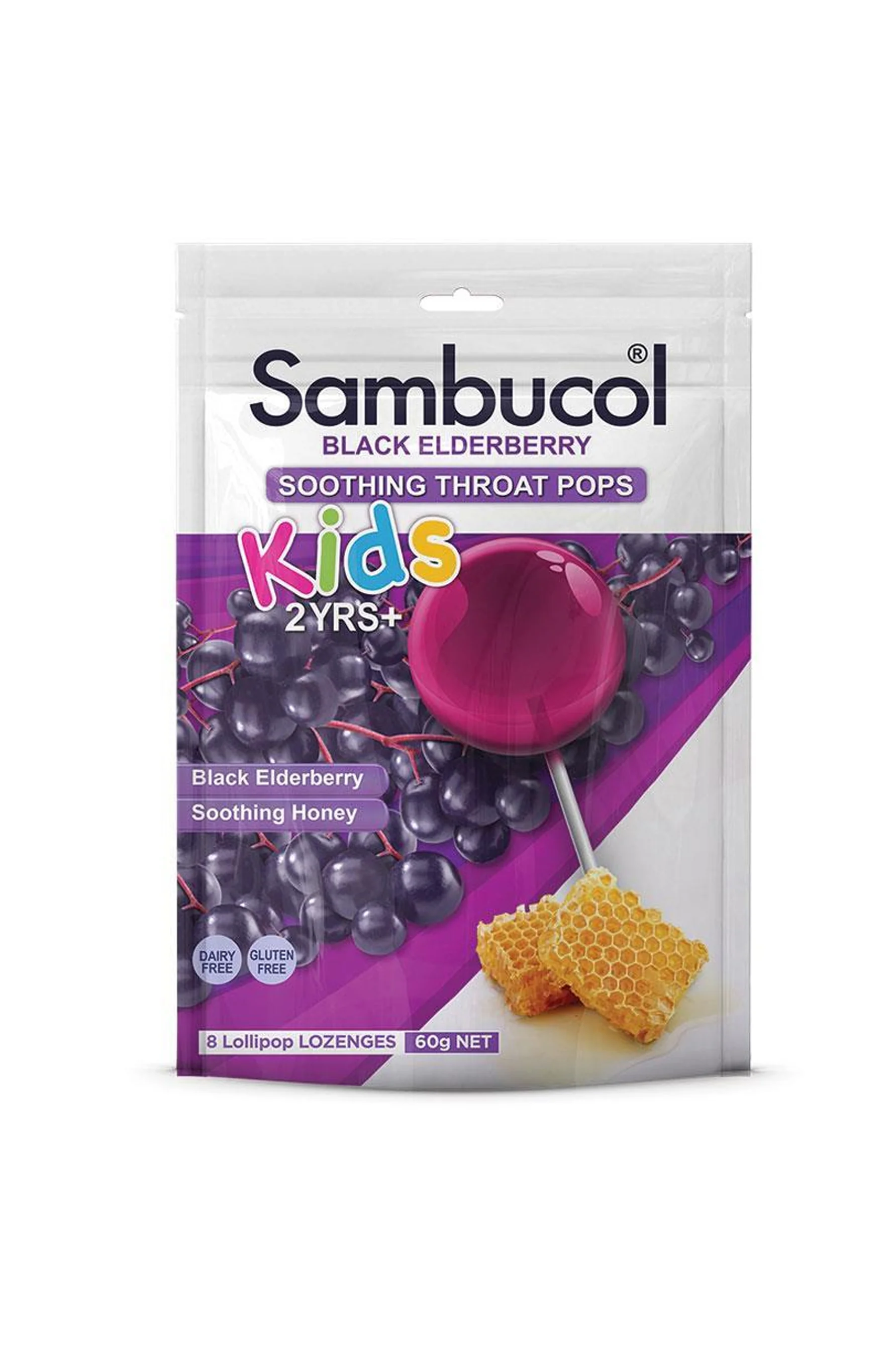 Sambucol Soothing Throat Pops for Kids 8 Pack