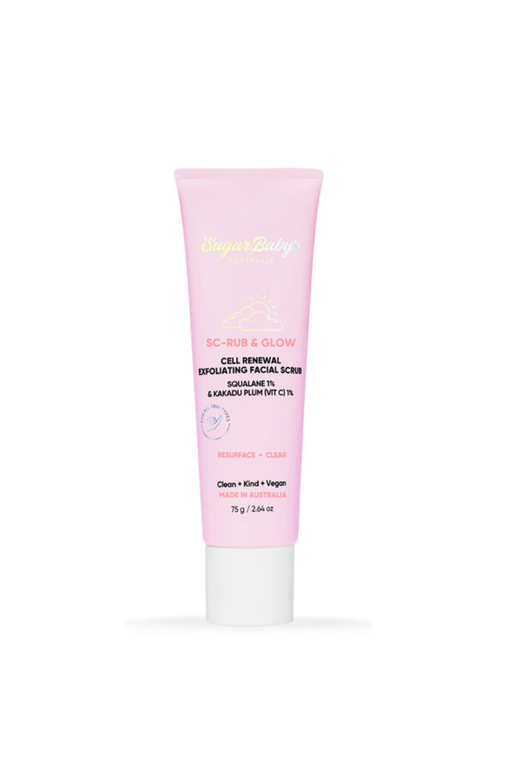 SUGAR BABY Scrub and Glow Cell Renewal Exfoliating Facial Scrub 75ml