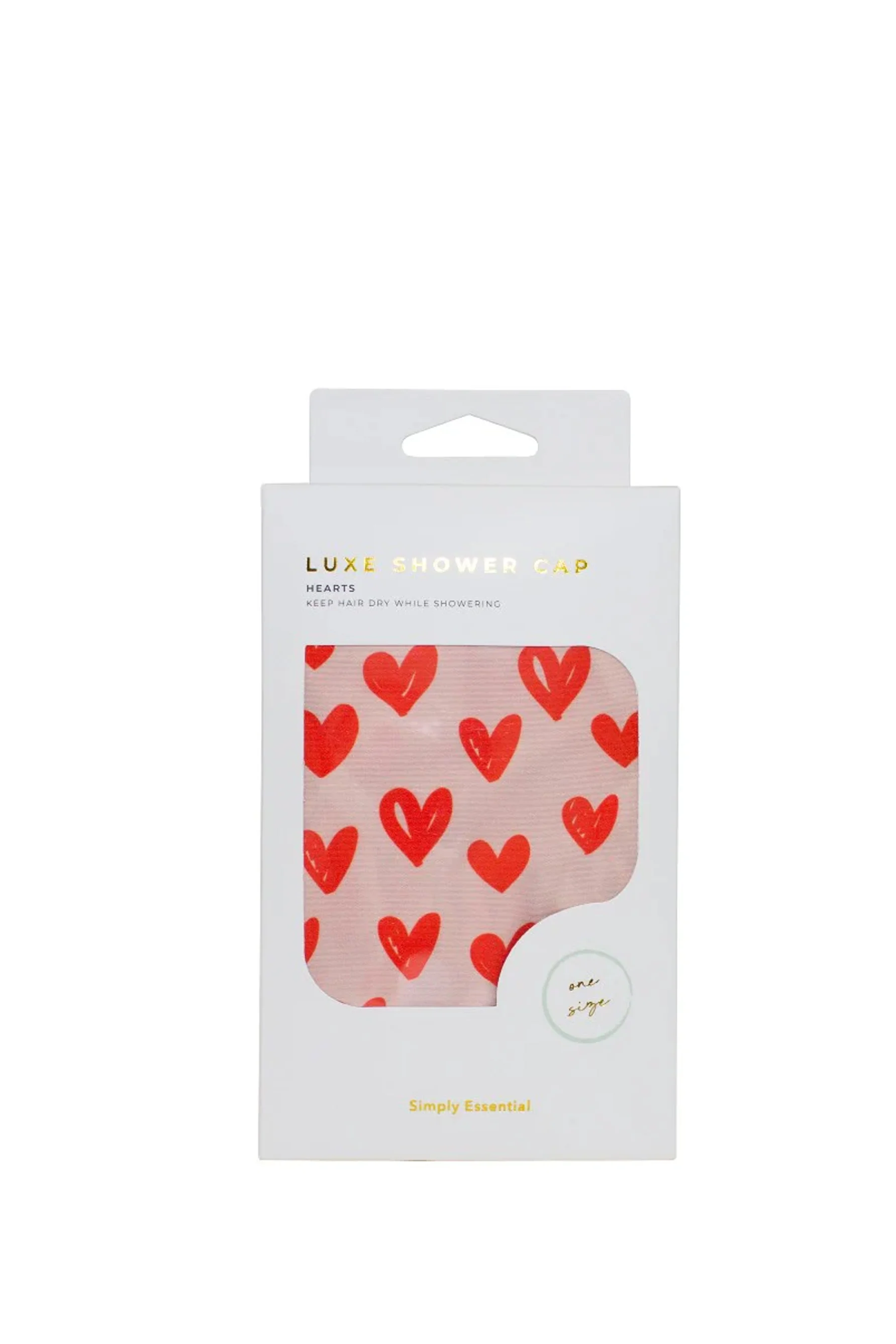 SIMPLY ESSENTIAL 20-1303H Luxe Shower Cap Hearts