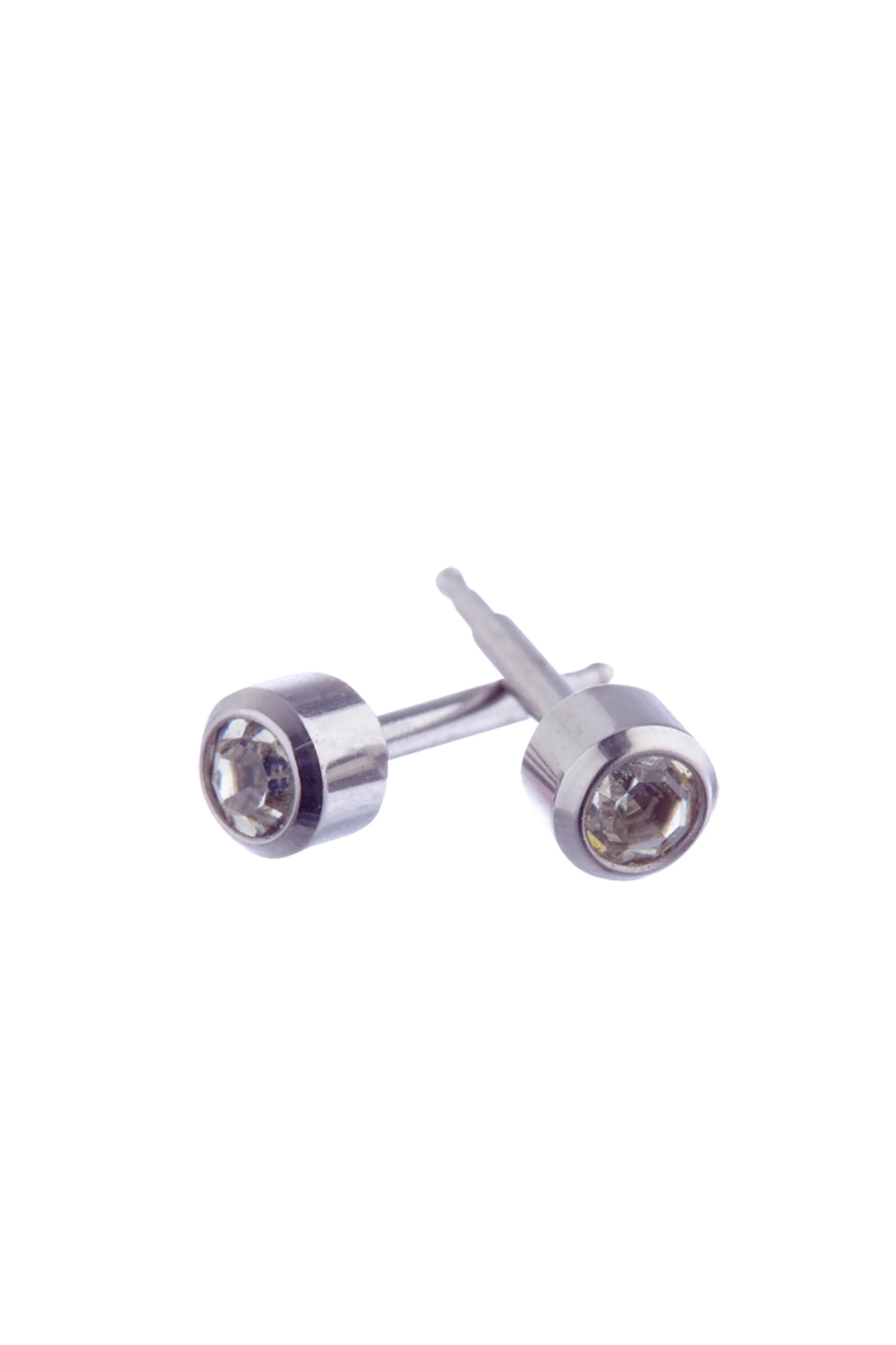 STUDEX HL204W Birthstone April Stainless Steel Studs