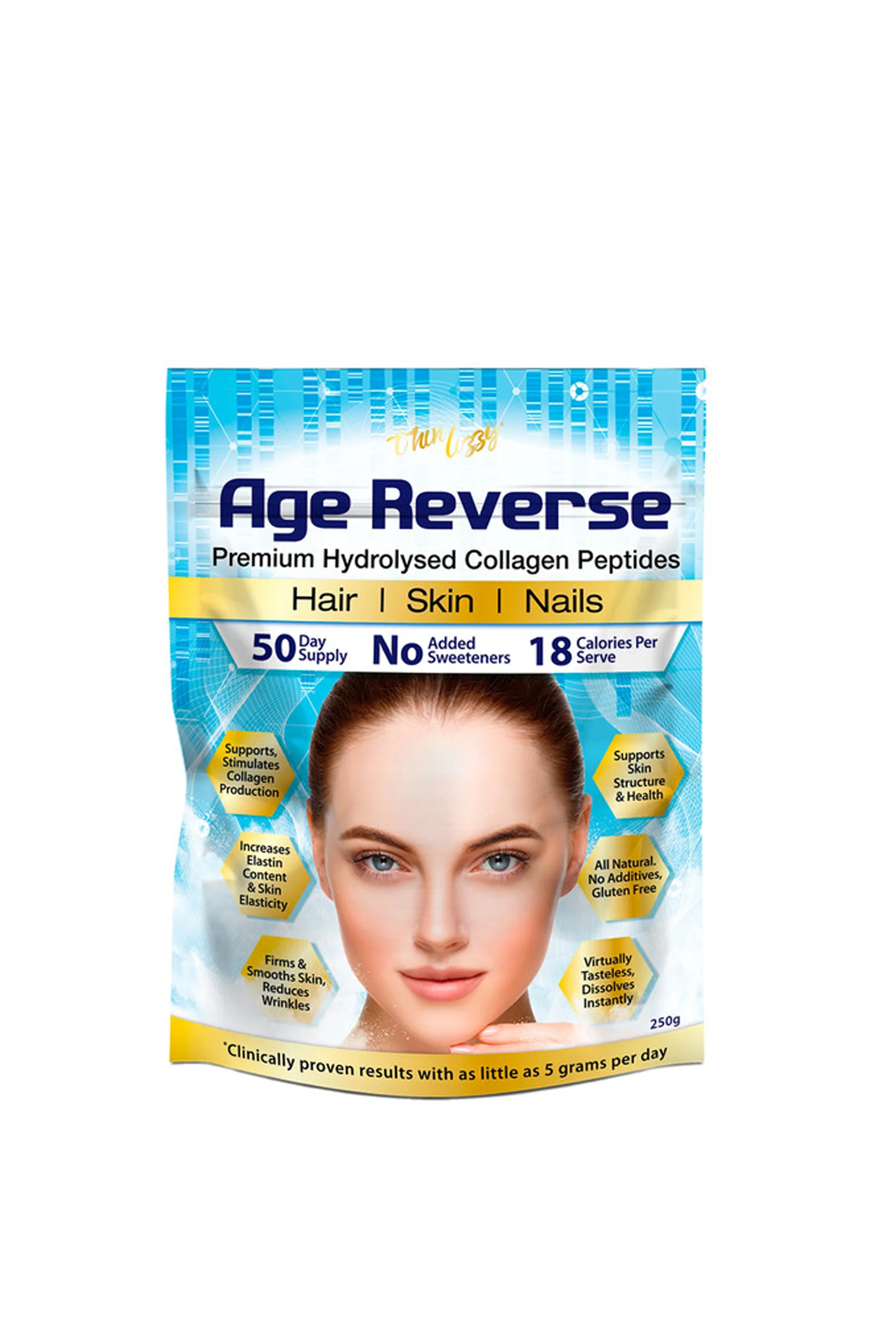 THIN LIZZY Age Reverse Premium Hydrolysed Collagen Peptides 250g