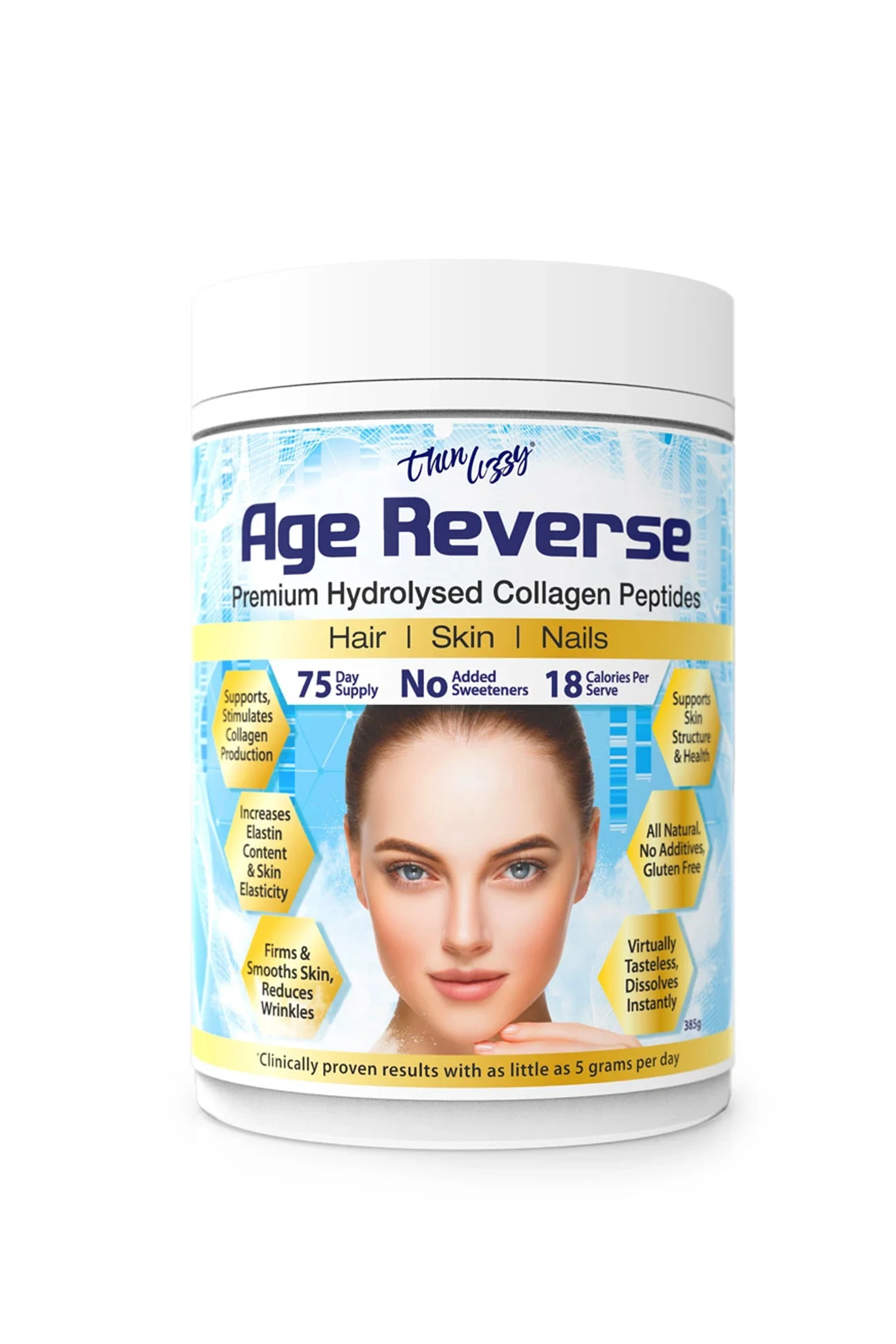 THIN LIZZY Age Reverse Premium Hydrolysed Collagen Peptides 385g