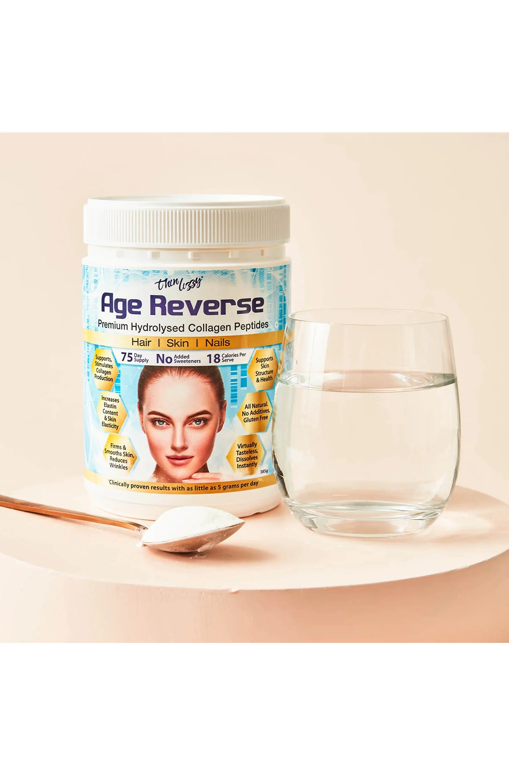 THIN LIZZY Age Reverse Premium Hydrolysed Collagen Peptides 385g - Image 2