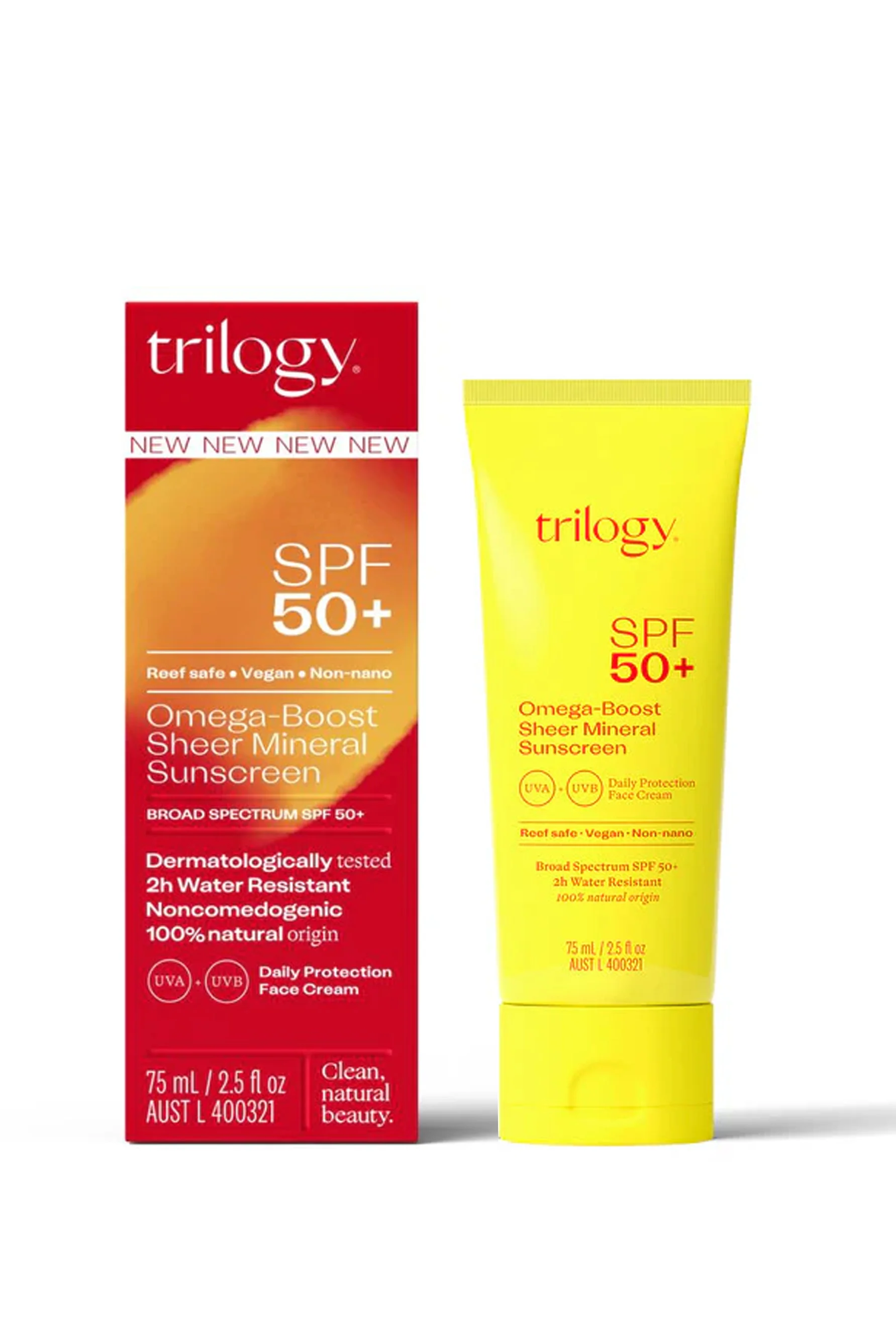 TRILOGY SPF 50+ Omega-Boost Sheer Mineral Sunscreen, 75mL