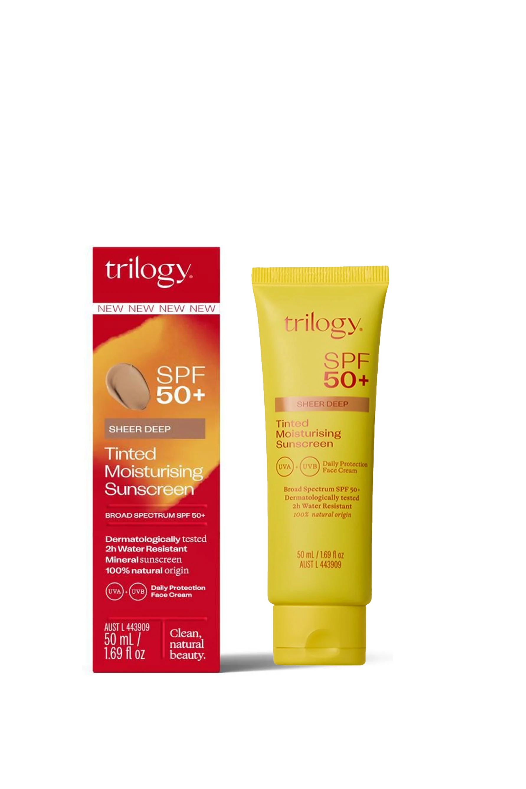 TRILOGY SPF 50+ Sheer Tinted Moisturising Sunscreen Sheer Deep