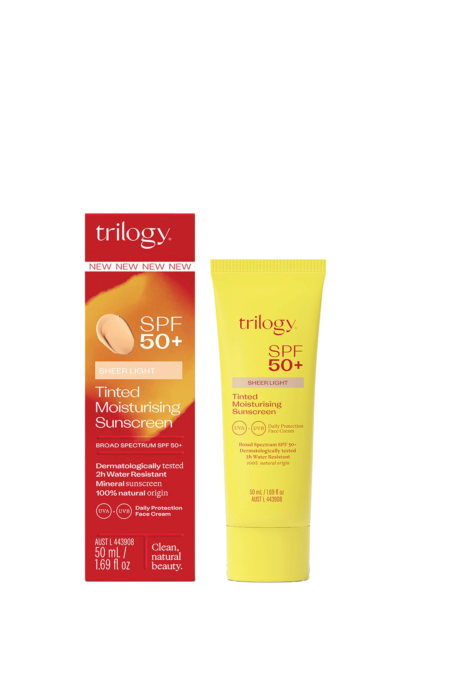 TRILOGY SPF 50+ Sheer Tinted Moisturising Sunscreen Sheer Light 50ml