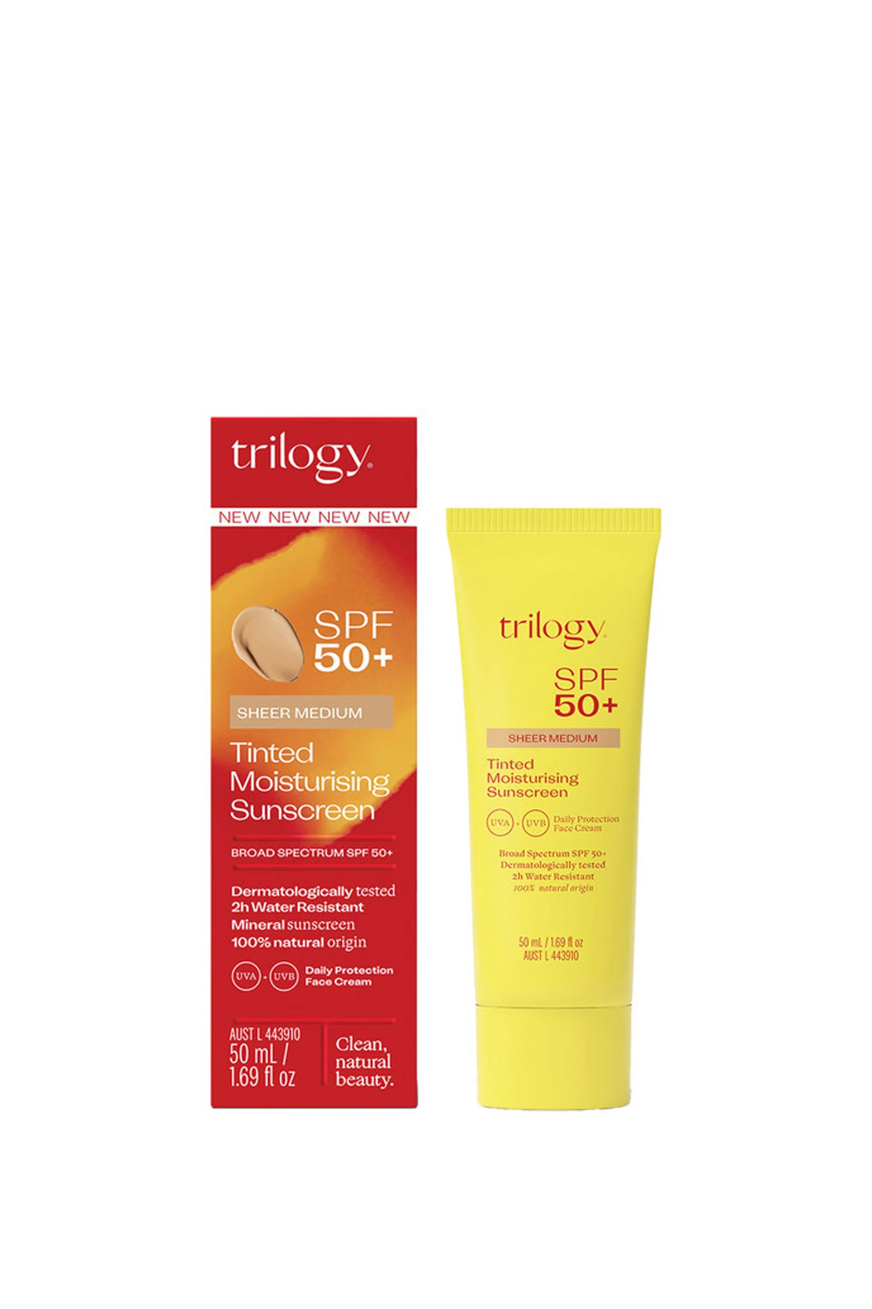 TRILOGY SPF 50+ Sheer Tinted Moisturising Sunscreen Sheer Medium 50ml