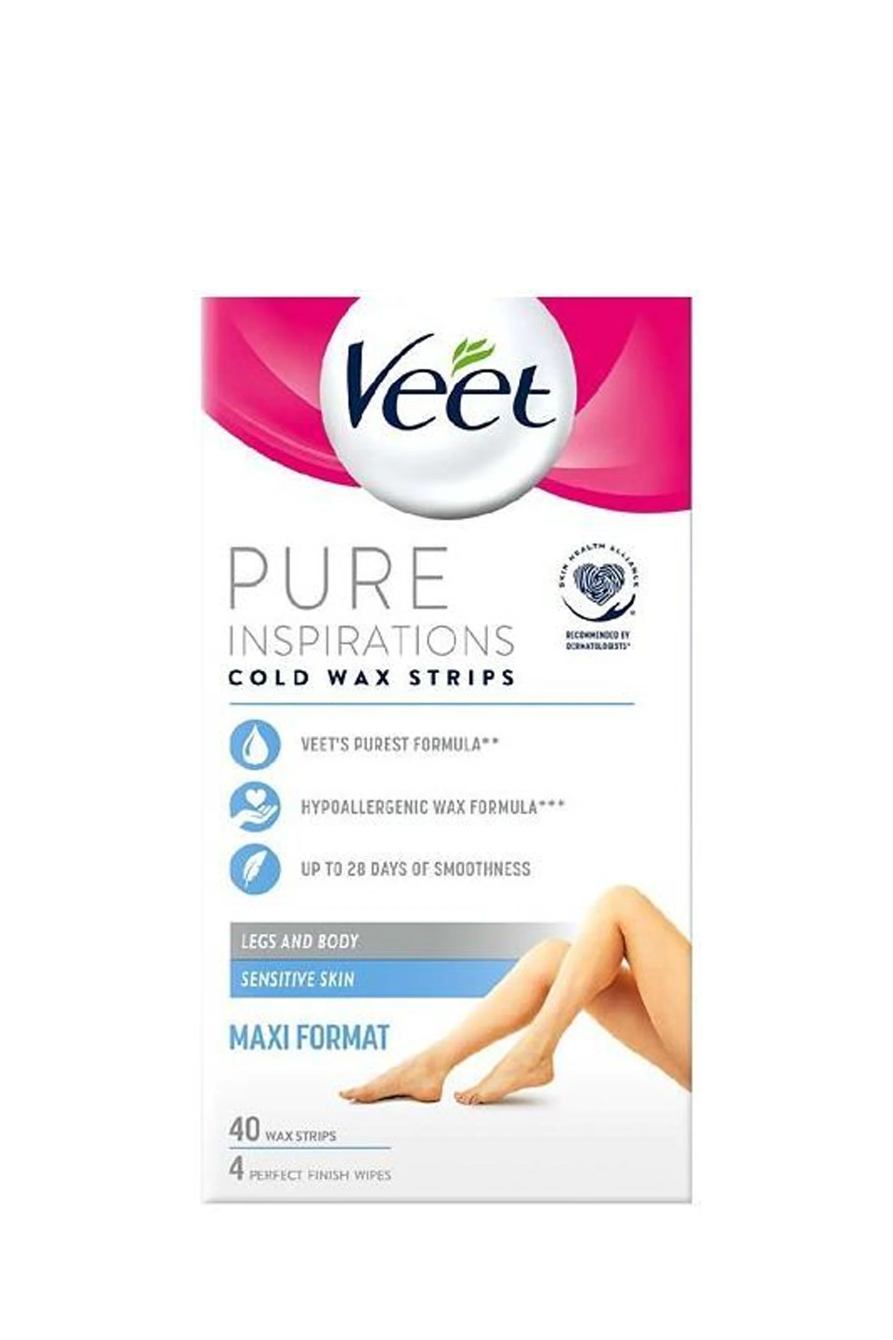 VEET Pure Cold Wax Strips Leg 20 Pack