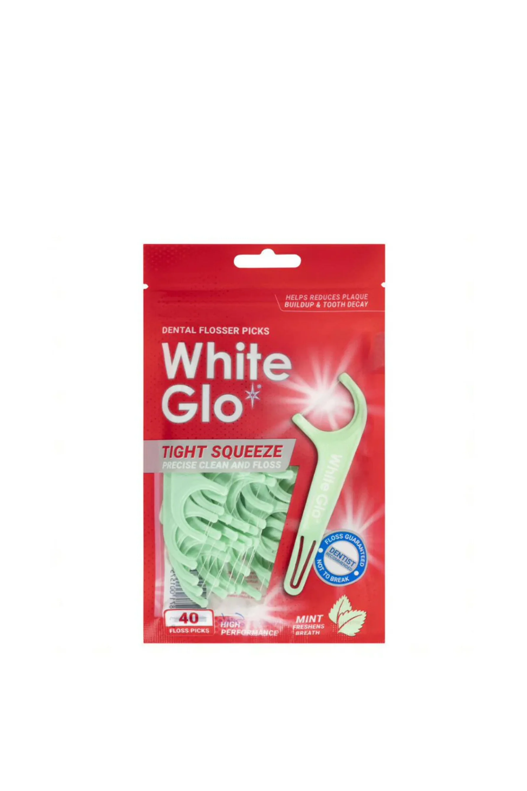 WHITE GLO Tight Fit Flosser Mint 40pk