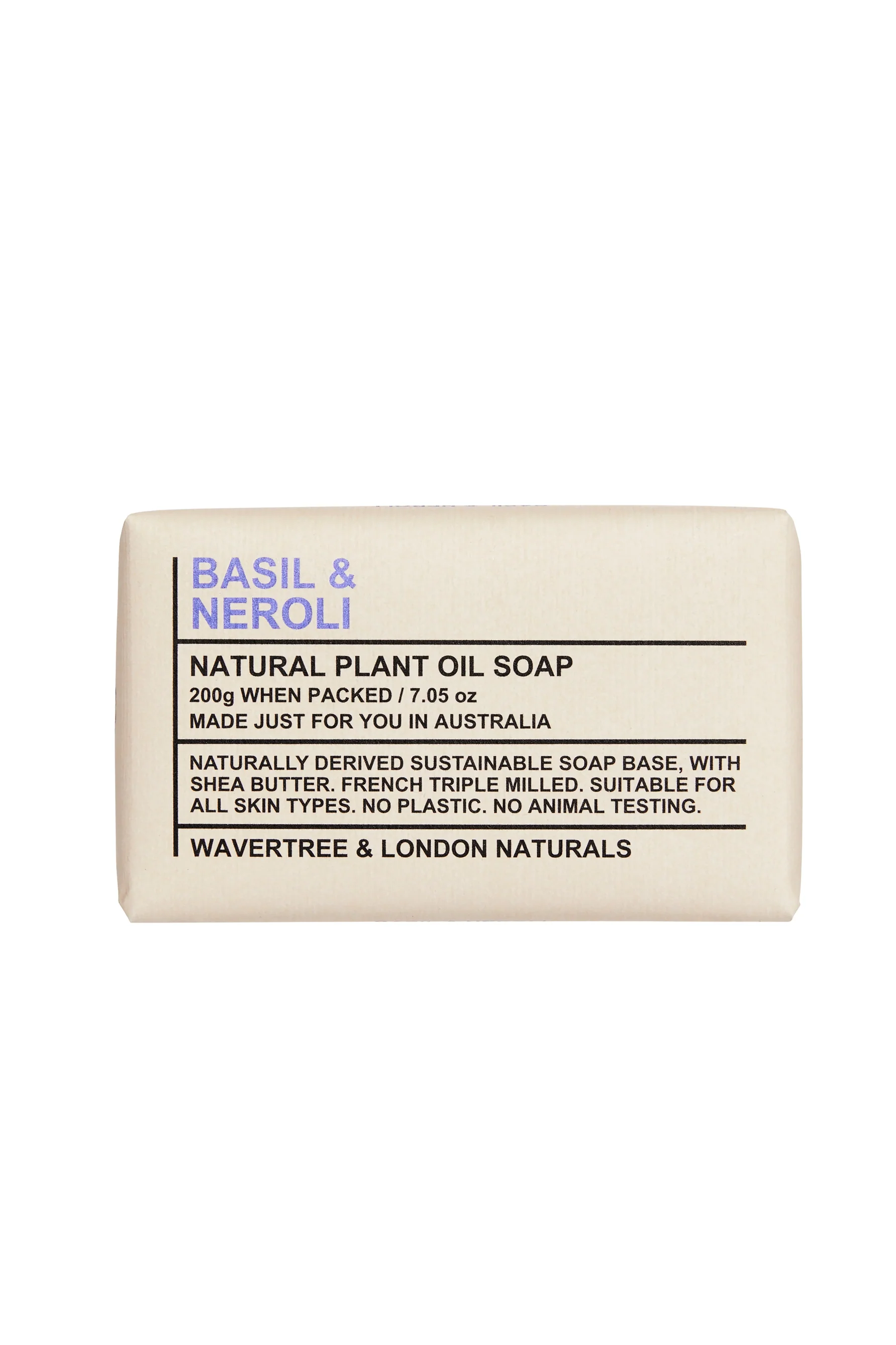 WAVERTREE & LONDON Soap Natural Basil & Neroli 200g