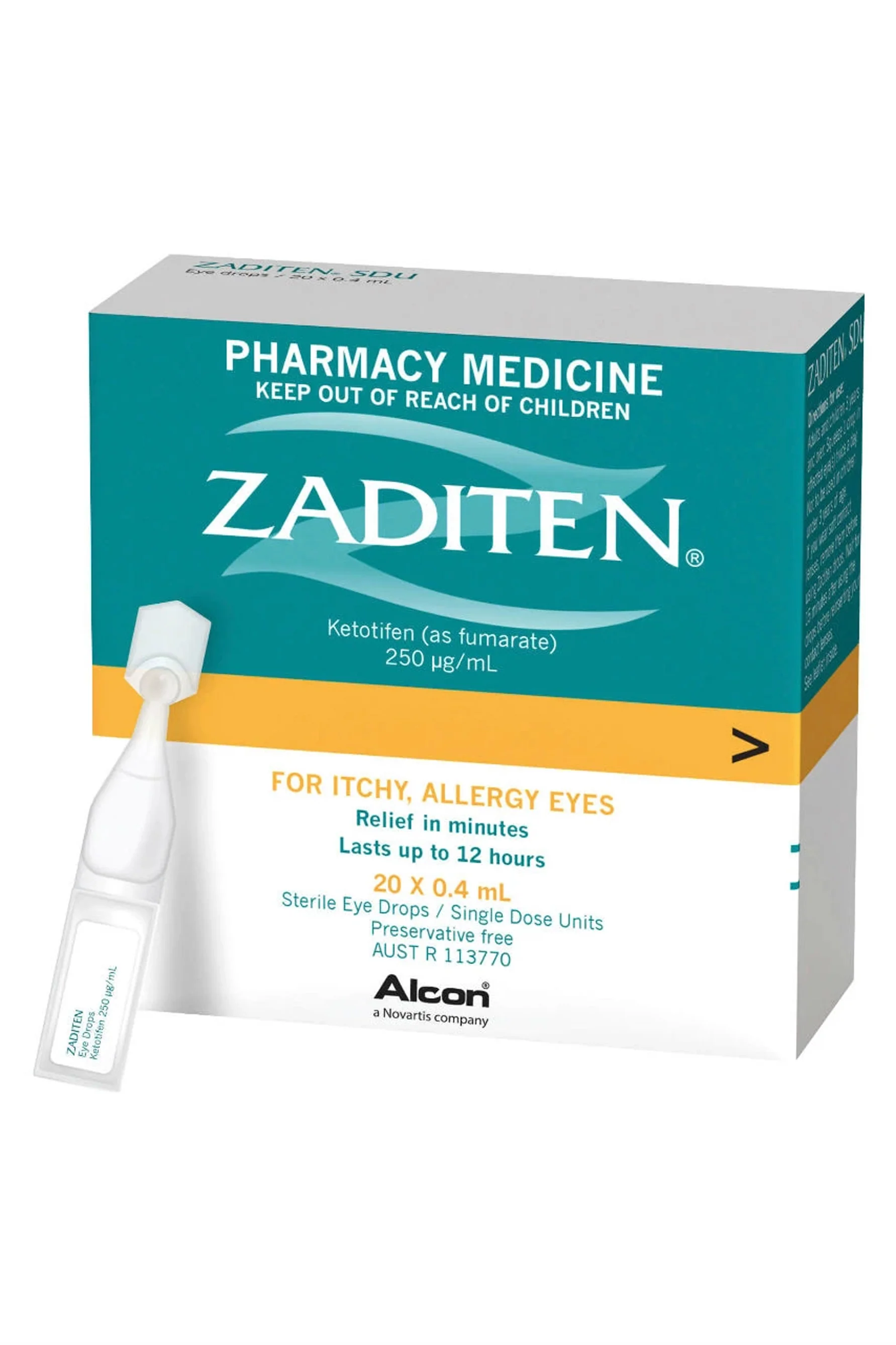 ZADITEN Single Dose Unit Eye Drops 0.4ml 20 Pack